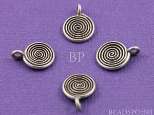 Thai Hill Tribe Flat Coiled Spiral Swirl Charm, (8110-TH) - Beadspoint