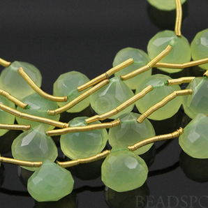 Green Chalcedony Faceted Onion Drops, 4 Pieces (4GCHLC/ONION/10), - Beadspoint