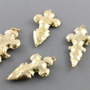 Gold Jasper Cross Electroplated Pendant, (BZC9074) - Beadspoint