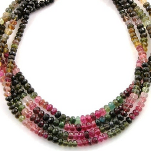 Multicolored Tourmaline Faceted Roundels, (TML6FRNDL) - Beadspoint