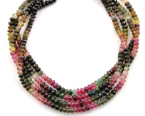 Multicolored Tourmaline Faceted Roundels, (TML6FRNDL) - Beadspoint