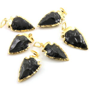 Black Obsidian Electroplated Arrowhead Bezel, BZC/9027/BOB/SM - Beadspoint