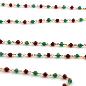 Ruby & Emerald Wire Wrapped Rosary, (RS-REM-32) - Beadspoint