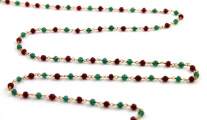 Ruby & Emerald Wire Wrapped Rosary, (RS-REM-32) - Beadspoint