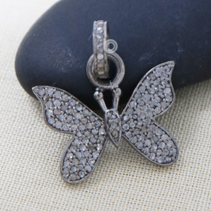 Pave Diamond  Butterfly Charm, (DCH-140) - Beadspoint