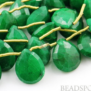 Dyed Emerald Faceted Flat Pear Drops, (DEM8x10FPEAR) - Beadspoint