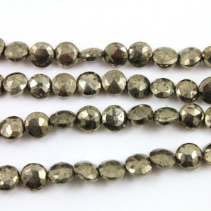 Pyrite Faceted Coin Beads, (PYR/COIN/7mm) - Beadspoint