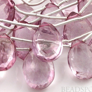 Pink Topaz Micro Faceted Medium Flat Pear Drops, (PTZ10x14PEAR) - Beadspoint