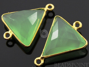 Green Chalcedony Faceted Triangle Bezel Connector, (BZC7584) - Beadspoint
