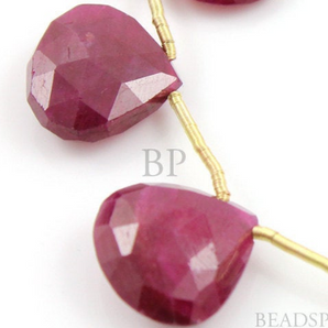 Ruby Faceted Heart Drops , (Rby9-10Hrt) - Beadspoint