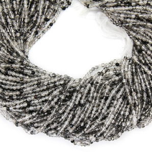 Black Rutile Micro Faceted Rondelle Beads, (BRUTL-2.5FRNDL) - Beadspoint