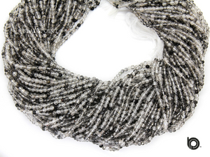 Black Rutile Micro Faceted Rondelle Beads, (BRUTL-2.5FRNDL) - Beadspoint