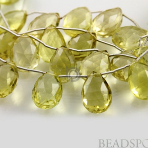 Lemon Topaz Large Faceted Puffed Pear Drops Gemstone, (2LTZ12x16Pear) - Beadspoint