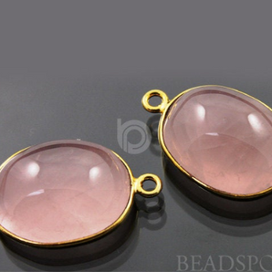 Rose Quartz Cabochon Oval Bezel, (RQ001-LG) - Beadspoint