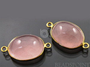 Rose Quartz Cabochon Oval Bezel, (RQ001-LG) - Beadspoint