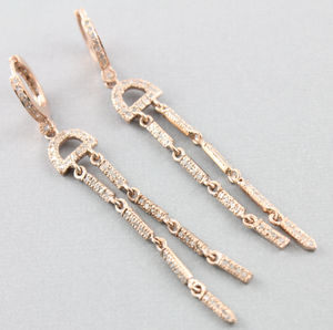 Pave Diamond Dangle Earrings,  (DER-134) - Beadspoint