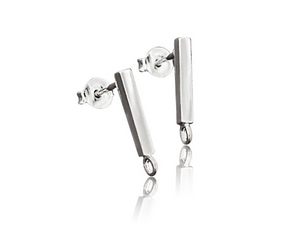 Sterling Silver Bar Stud Earrings with Opened Loop, (STD-004) - Beadspoint