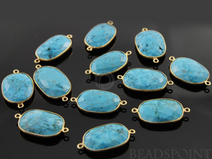 Turquoise Faceted Oval Connector, (BZC7105-XLG) - Beadspoint