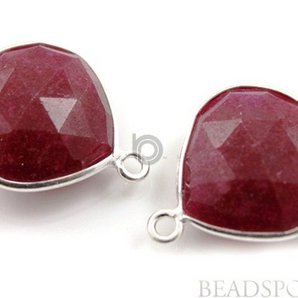 Dyed Ruby Faceted Heart Bezel, 20mm (SSBZ5005) - Beadspoint