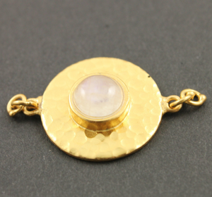 Gold Vermeil  Round Connector w/ Moonstone Bead,  (VM/905/20) - Beadspoint