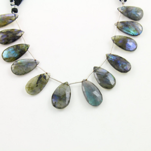 Blue Flashes Labradorite Faceted Pear Briolettes Beads, (LAB29x17PR) - Beadspoint