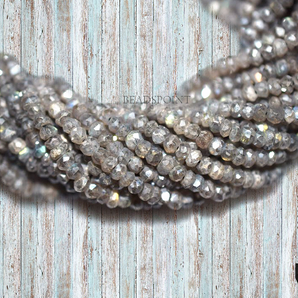 Labradorite AB Silver Coated Rondelles Beads,  (LBRD4RNDLAB) - Beadspoint