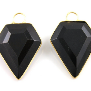 Black Onyx Faceted Arrowhead Bezel, (BZC9019/BNX) - Beadspoint