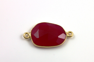 Fuchsia Chalcedony Faceted Pear Connector, (CHAL/FCHA/9x12) - Beadspoint