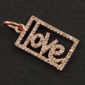 Pave Diamond Love Charm,  (DCH/CR76/RG) - Beadspoint