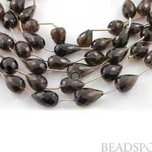 Brazilian Smokey Topaz  Faceted Long Drilled Tear Drops, (STZ7x10Tearld) - Beadspoint