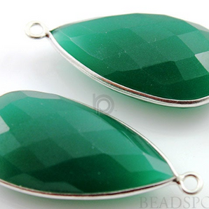 Green Onyx Faceted Pear Bezel, (SSBZC7052) - Beadspoint