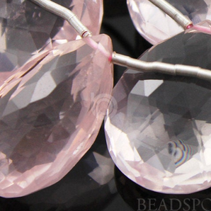 Rose Quartz Large Faceted Flat Pear Drops, (2RQ11x16PEAR) - Beadspoint