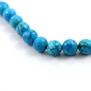 Blue Turquoise Faceted Round Beads,  (TQB/RD/8-8.5) - Beadspoint