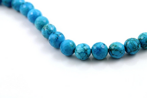 Blue Turquoise Faceted Round Beads,  (TQB/RD/8-8.5) - Beadspoint