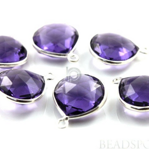 Purple Amethyst Faceted Heart Bezel, (SSBZC6070) - Beadspoint