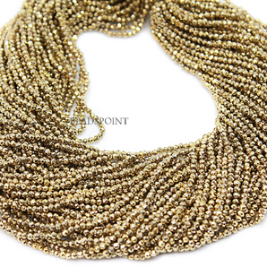 Gold Pyrite Micro Faceted Rondelle Beads, (GPYRT-2.5-FRNDL) - Beadspoint