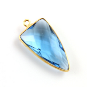 Blue Topaz Quartz Faceted Arrowhead Single Bail Bezel, (BZC9054/BTZ) - Beadspoint