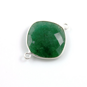 Dyed Emerald Faceted Cushion Connector, (BZCT4008) - Beadspoint