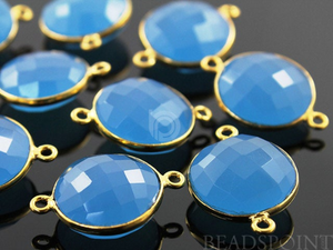 Apatite Blue Faceted Coin Connector, (BZC7260) - Beadspoint