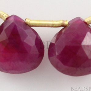 Ruby  Faceted Heart  Drops , 6 Pieces, (Rby6-8Hrt) - Beadspoint