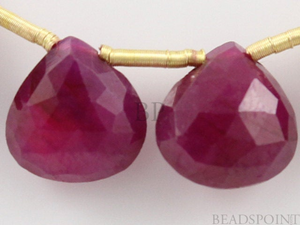 Ruby  Faceted Heart  Drops , 6 Pieces, (Rby6-8Hrt) - Beadspoint