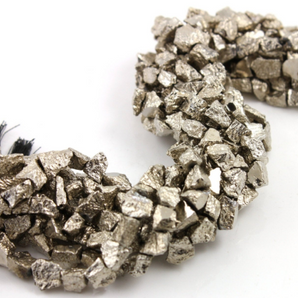 Pyrite Ash Grey Colored Metallic Stone, Rough Nugget Bead, (PYR/Raw/7x11(ag)) - Beadspoint