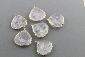 Rock  Crystal Electroplated Heart Bezel, (BZC9064/RCY/HRT) - Beadspoint