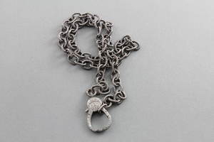Sterling Silver Chain w/ Pave Diamond Lobster, (DCHN-11) - Beadspoint