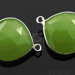 Apple Green Chalcedony Faceted Heart Bezel, (SSBZ7027) - Beadspoint