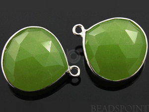 Apple Green Chalcedony Faceted Heart Bezel, (SSBZ7027) - Beadspoint