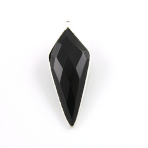 Arrow Head Black Onyx Bezel Connector, Silver, 15x36 mm (SSBZC9021/BNX) - Beadspoint