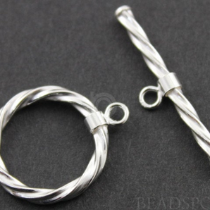 Sterling Silver Round Twisted Toggle Clasp (SS/1086) - Beadspoint