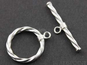 Sterling Silver Round Twisted Toggle Clasp (SS/1086) - Beadspoint