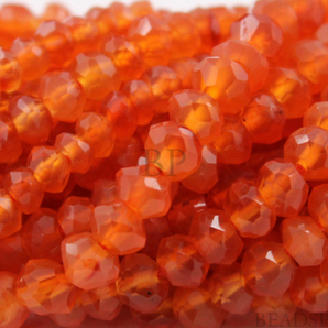 Carnelian Micro Faceted Roundel Beads, (CARmicrndl) - Beadspoint